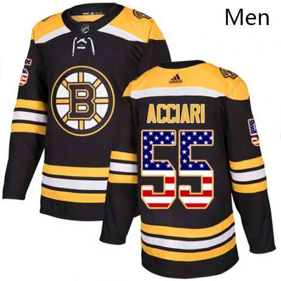 Mens Adidas Boston Bruins 55 Noel Acciari Authentic Black USA Flag Fashion NHL Jersey